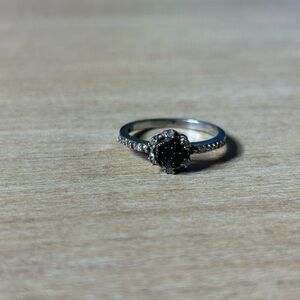 Sterling Silver Black & White Diamond Ring